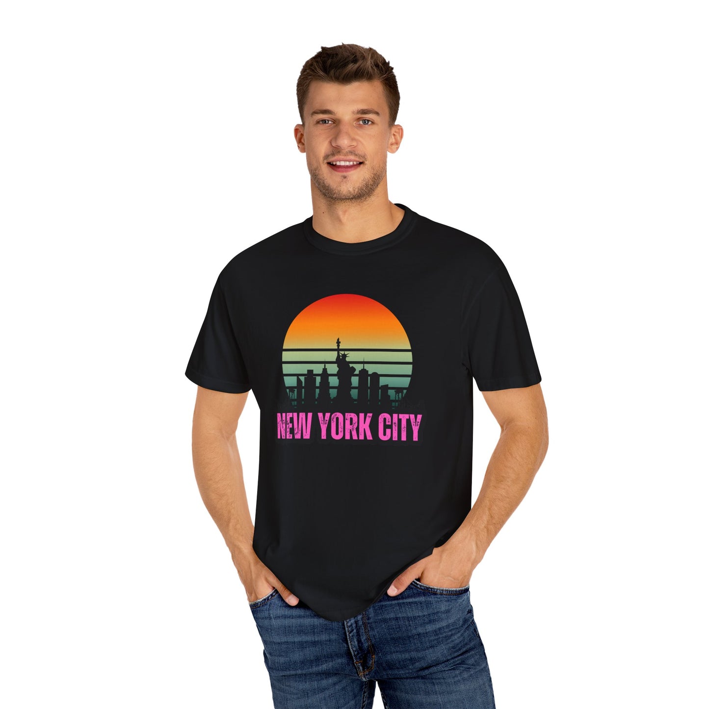 Retro Unisex New York City Garment-Dyed T-shirt