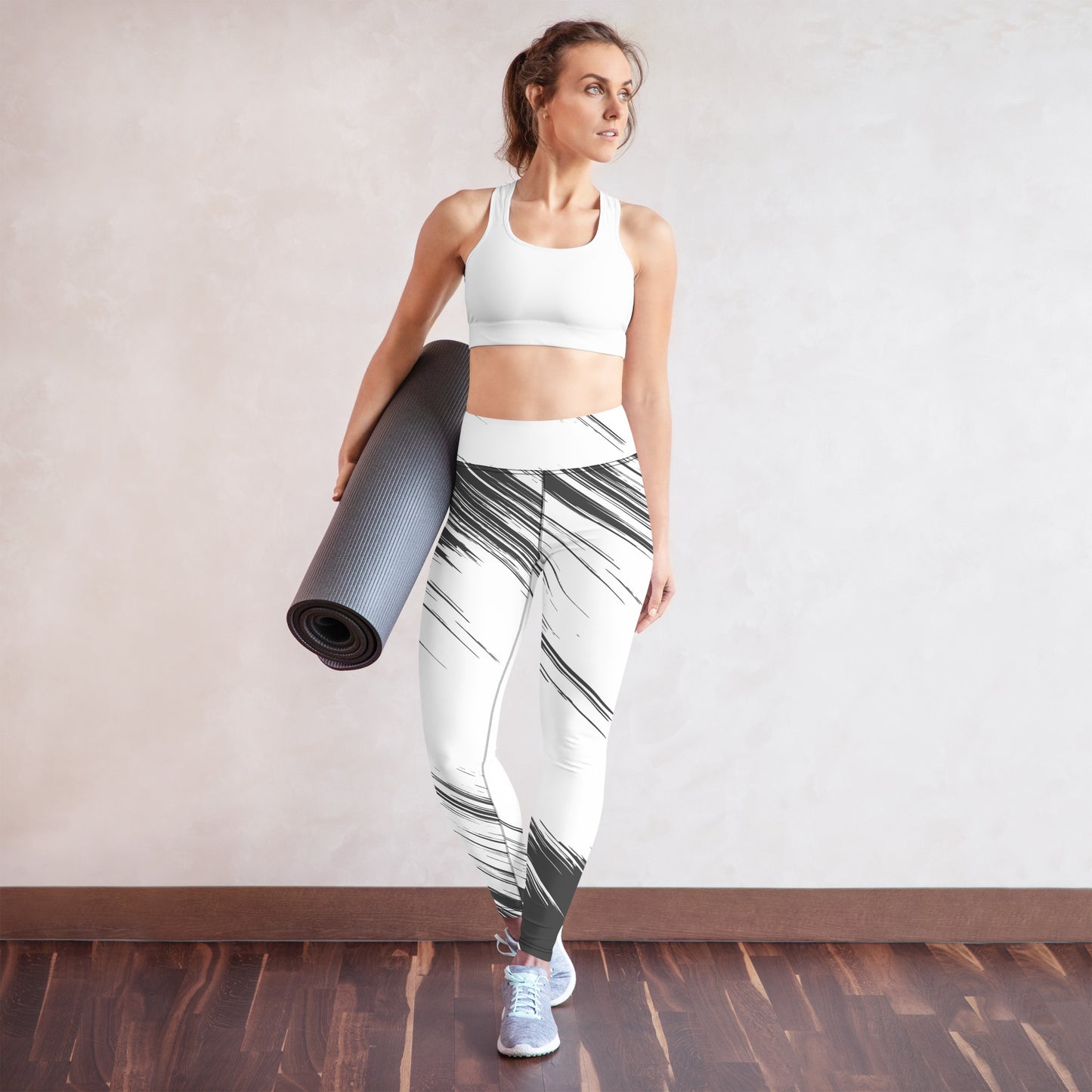 Black and White Striped Yoga Leggings