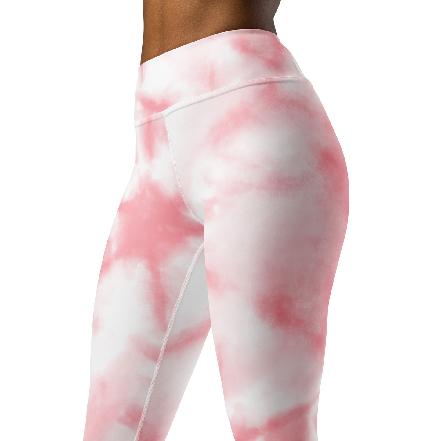 Pink and White Tie-Die Yoga Leggings