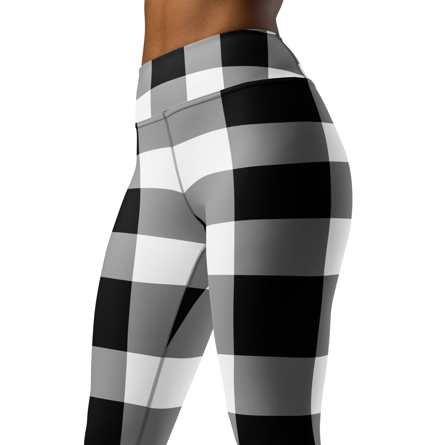Black and White Buffalo Check Yoga Leggings