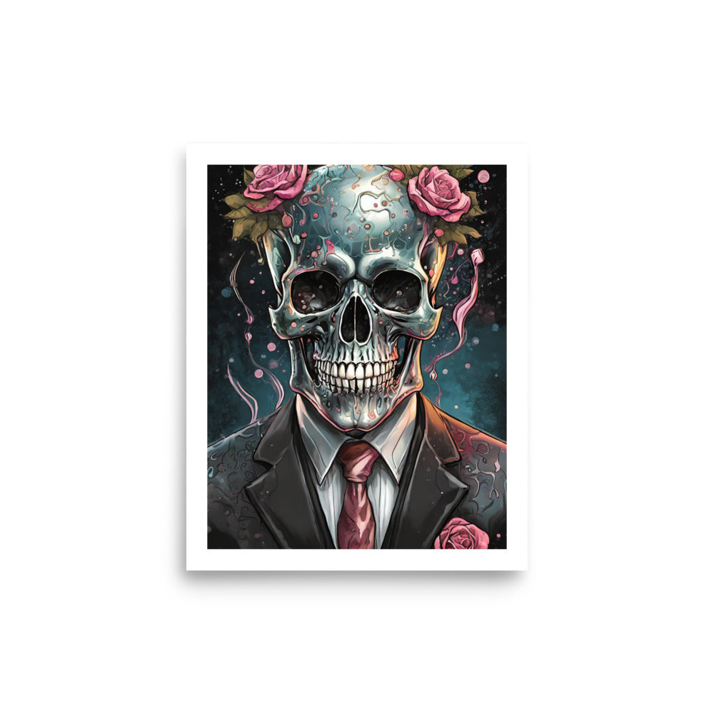 Skull and Flowers Poster Print