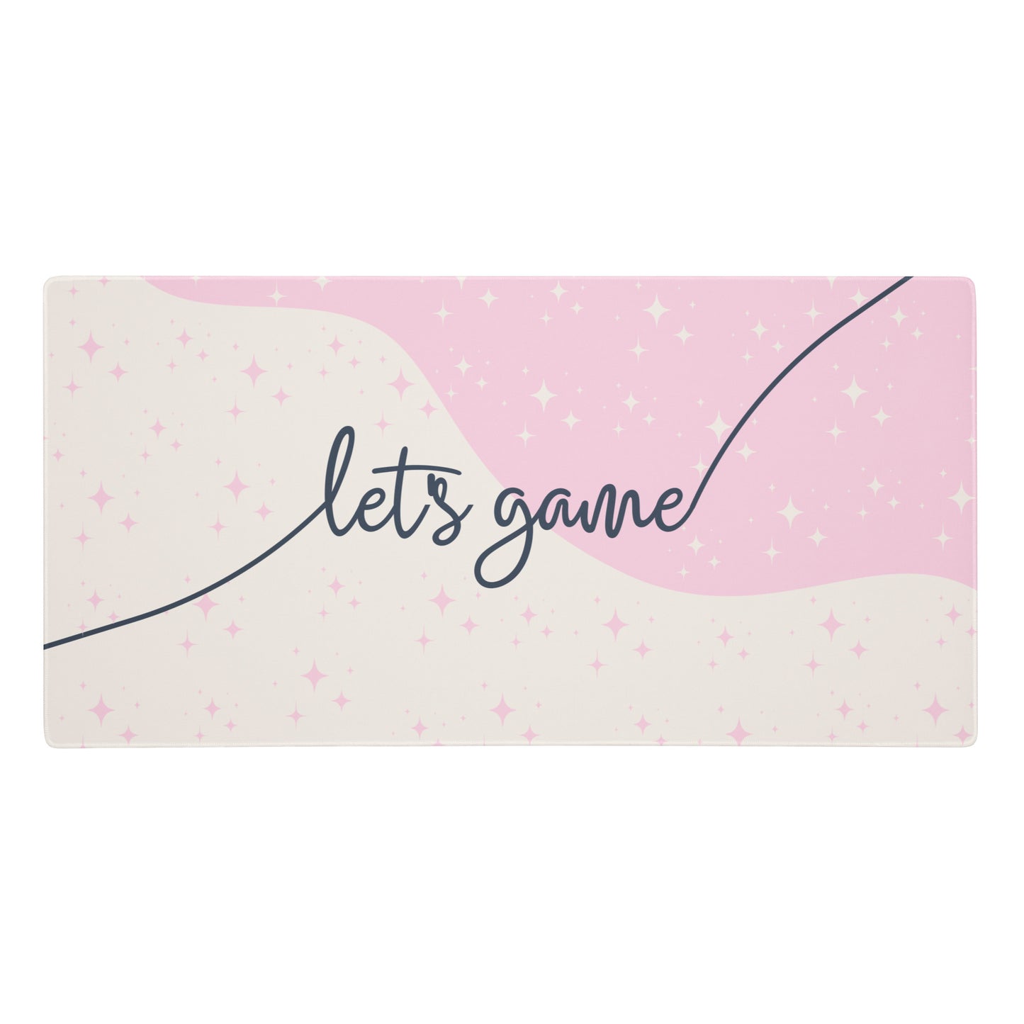 Pink and Off White Stars Gaming Desk / Mouse pad