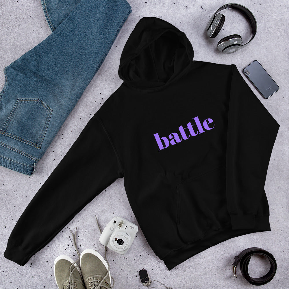 Battle Purple on Black Unisex Hoodie