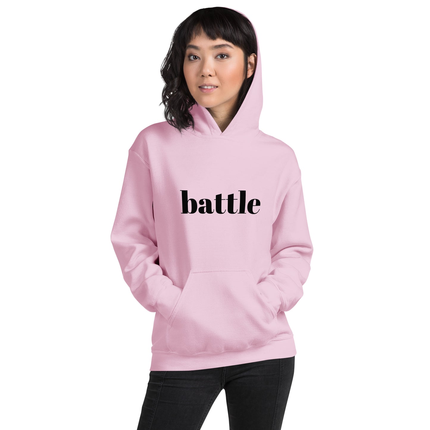 Battle Black on Pink Unisex Hoodie