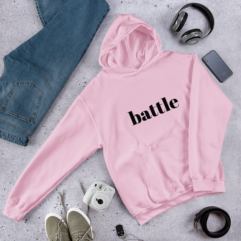 Battle Black on Pink Unisex Hoodie