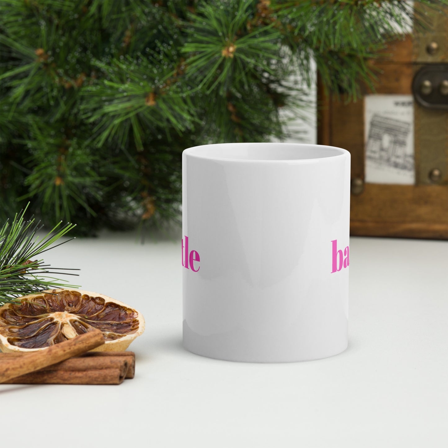Battle White glossy mug