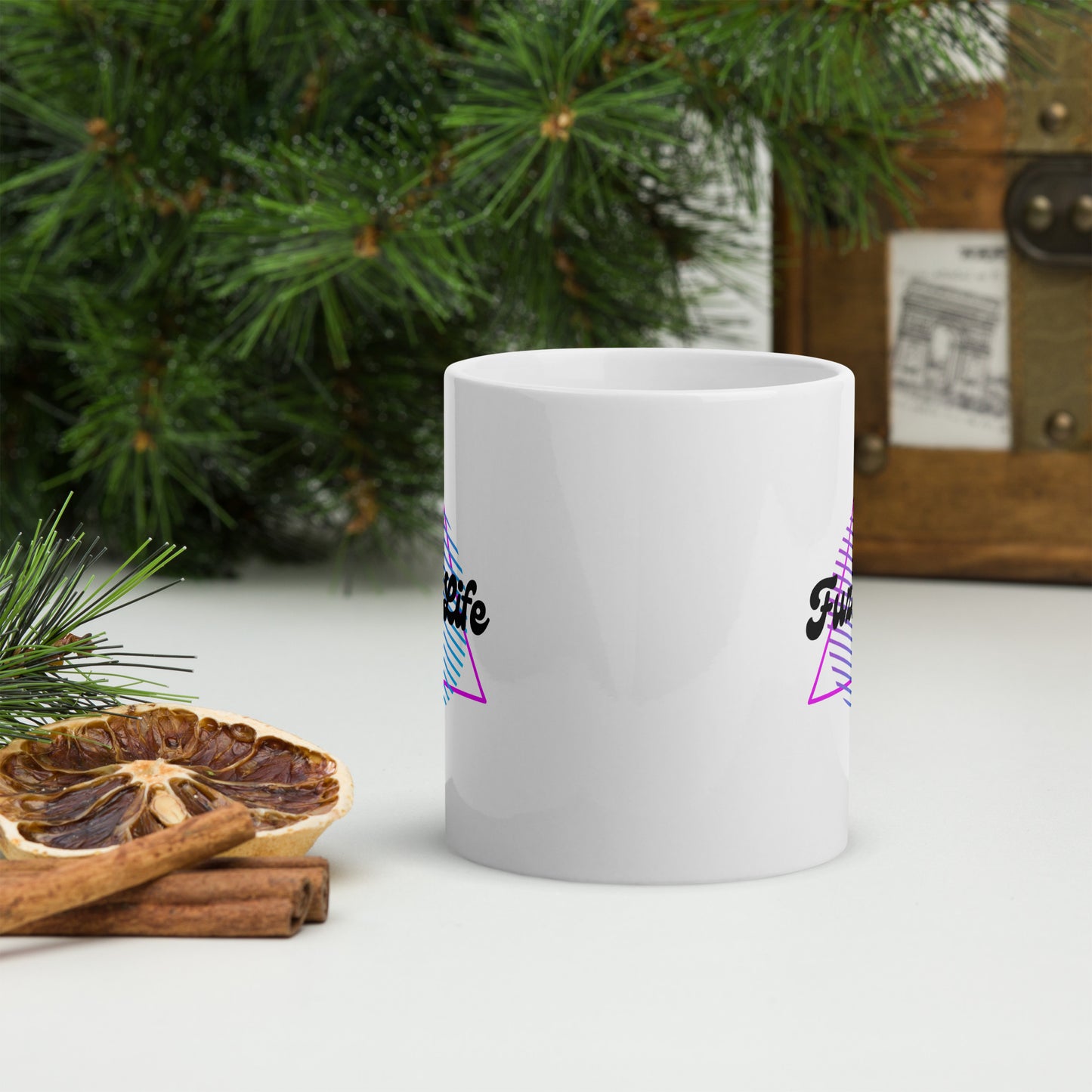 Fuzz Life White glossy mug