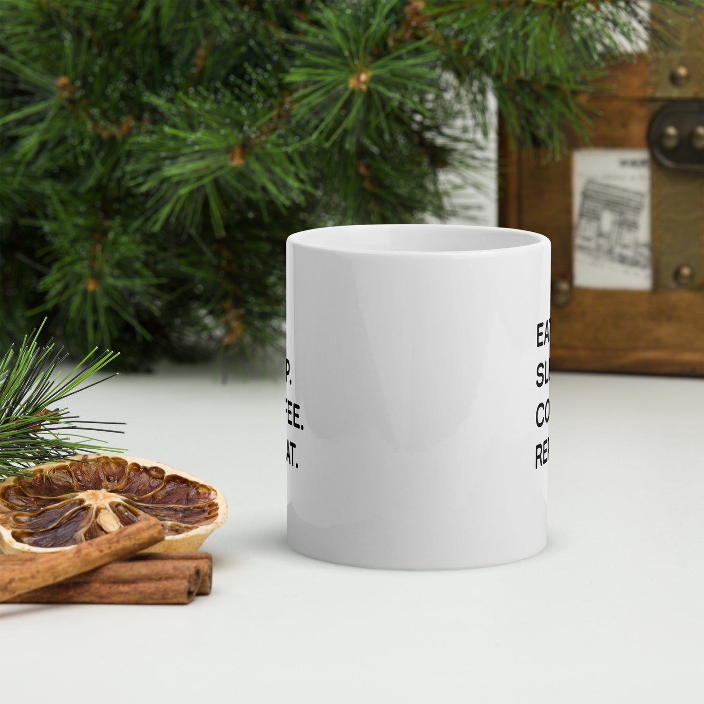 Eat Sleep Coffee Repeat White glossy mug