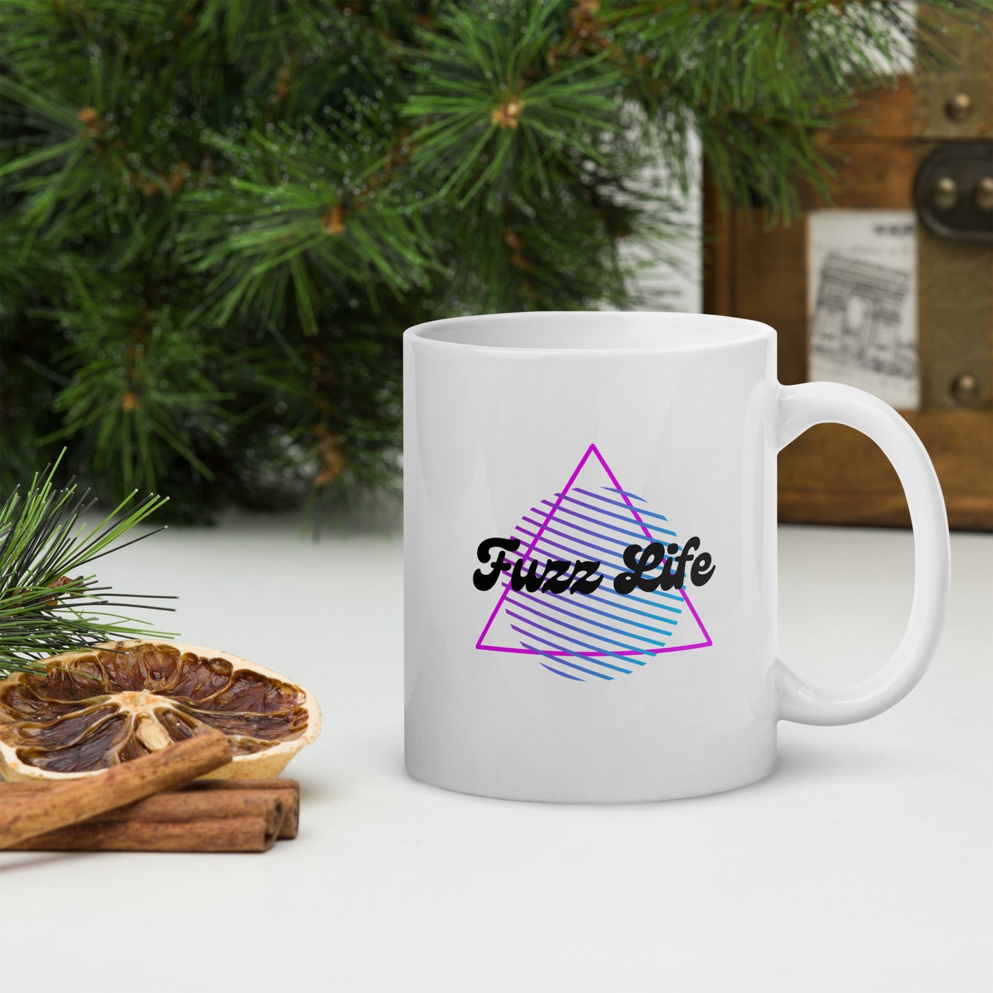 Fuzz Life White glossy mug