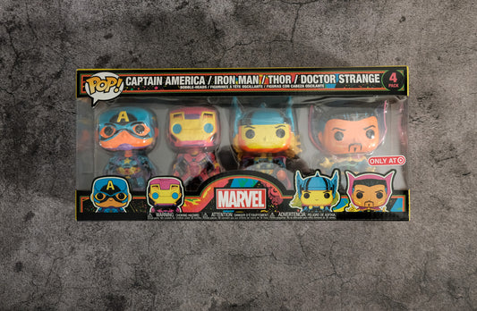 Funko Pop Blacklight Set of 4 Marvel Superheroes