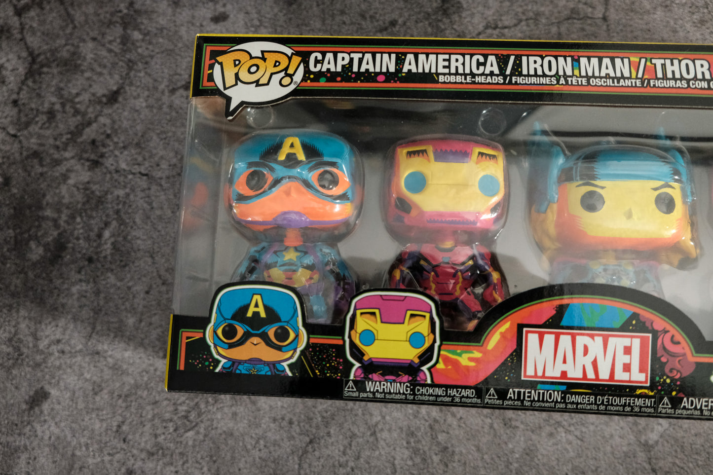 Funko Pop Blacklight Set of 4 Marvel Superheroes