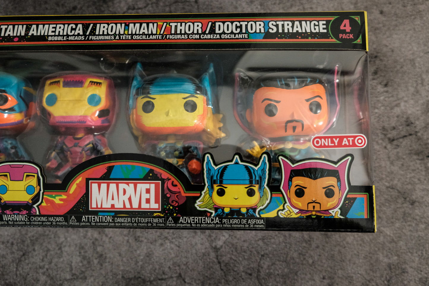 Funko Pop Blacklight Set of 4 Marvel Superheroes