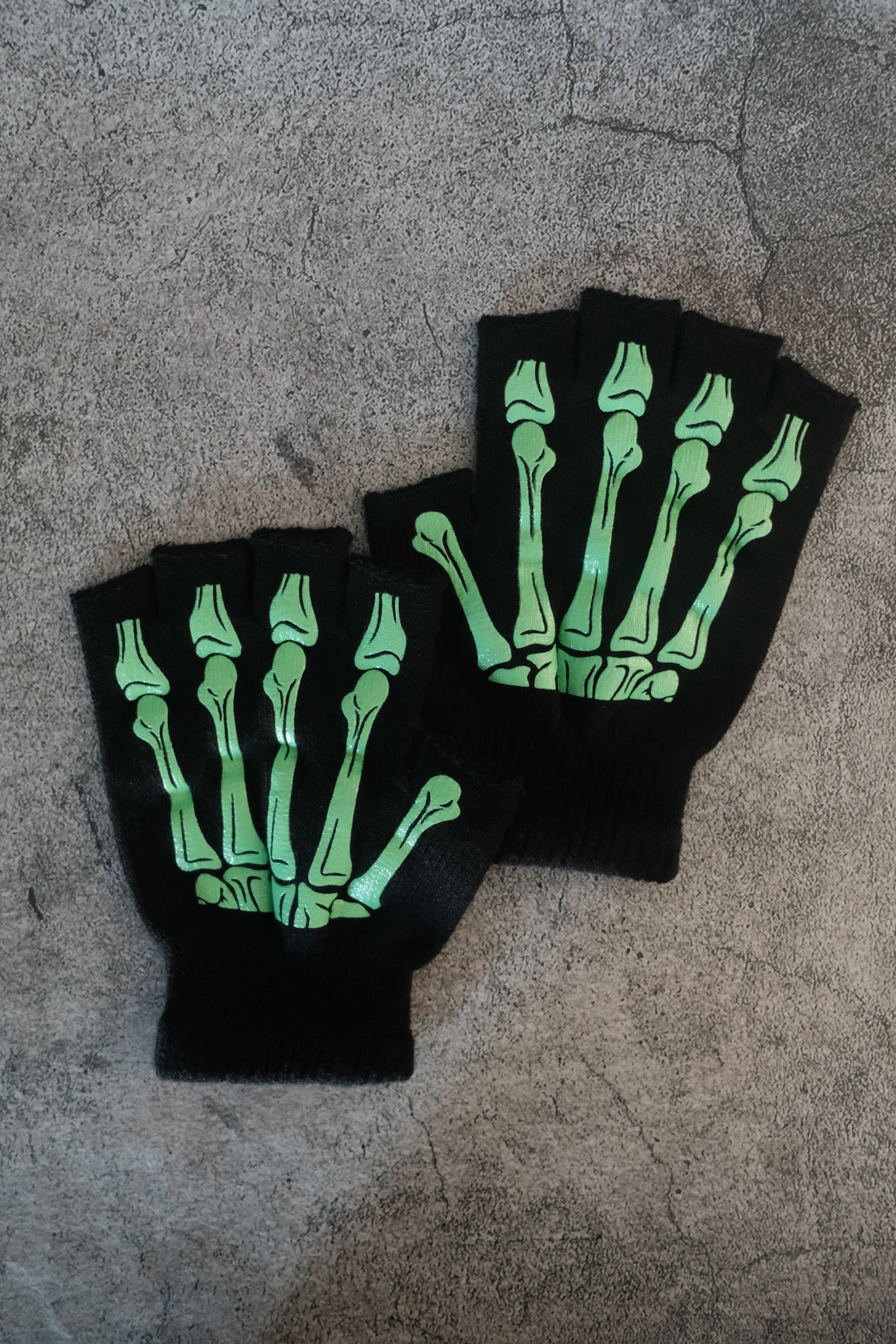 Green Skeleton Fingerless Gloves