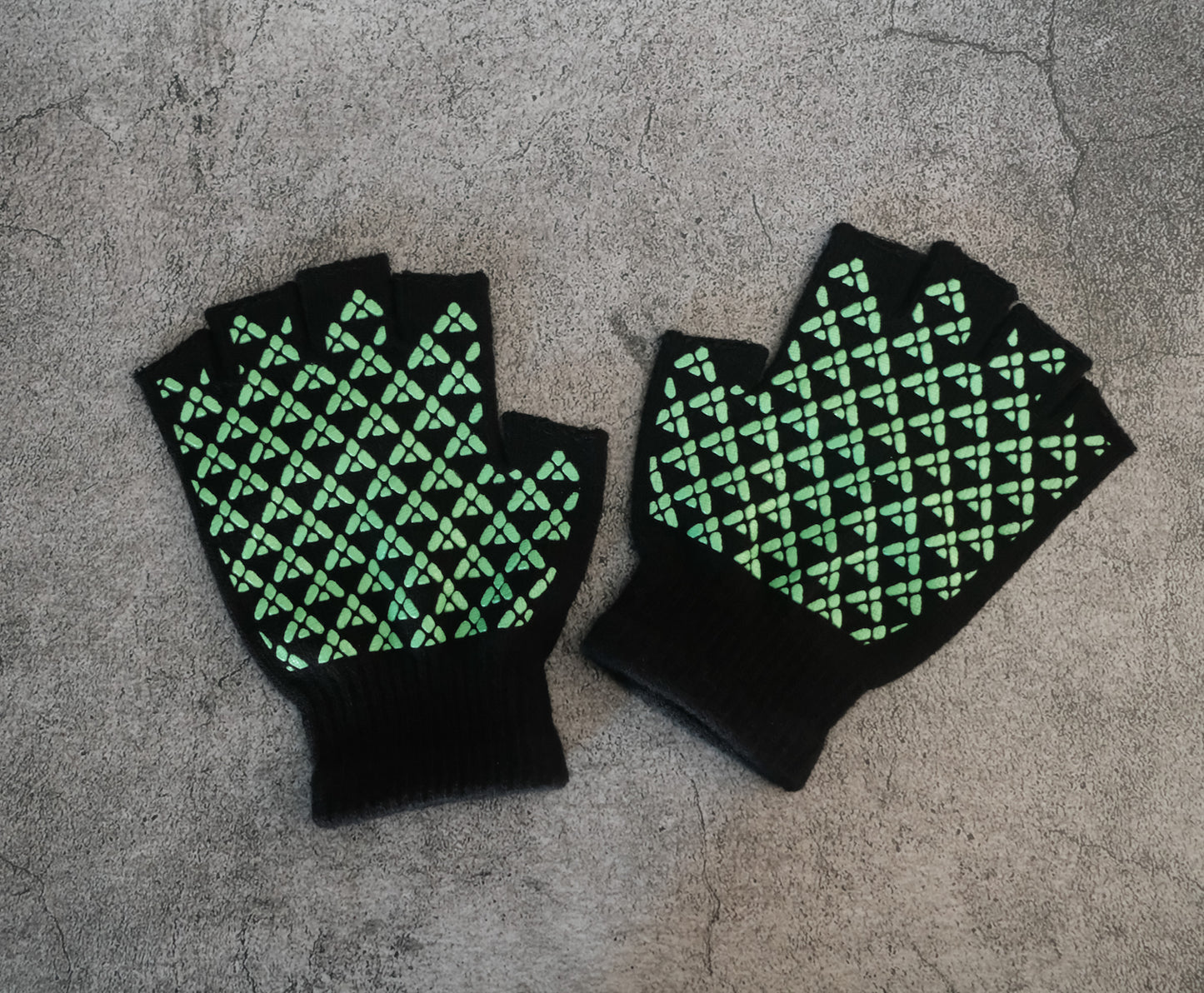 Green Skeleton Fingerless Gloves