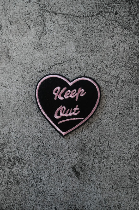 Keep Out Pink and Black Heart Patch