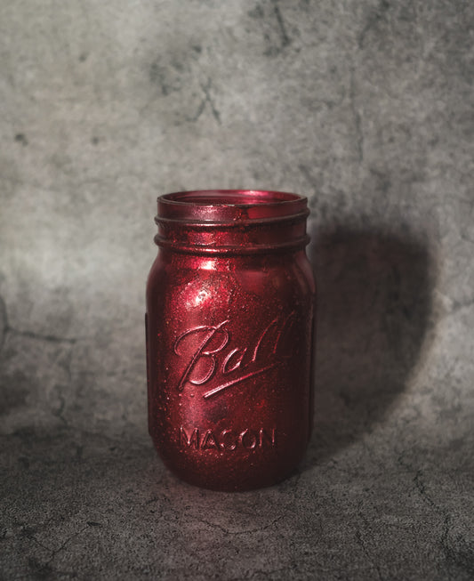 Hand Dipped Mason Jar Centerpiece Red