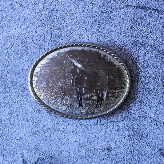 Vintage 1980's Horse Belt Buckle