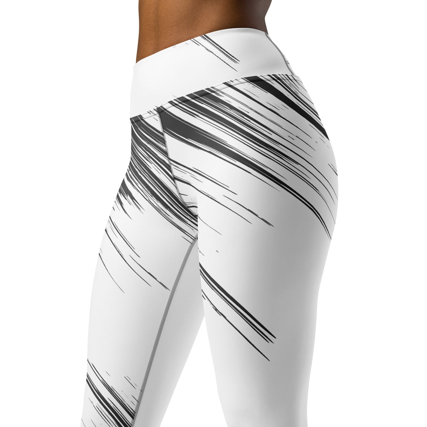 Black and White Striped Yoga Leggings