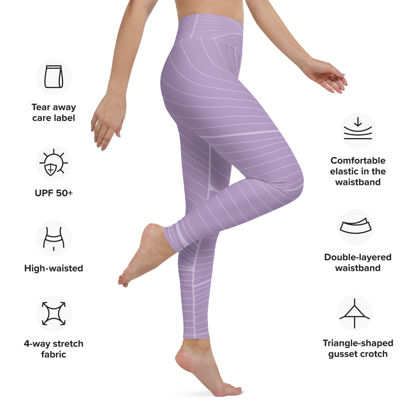 Violet Striped Yoga Leggings