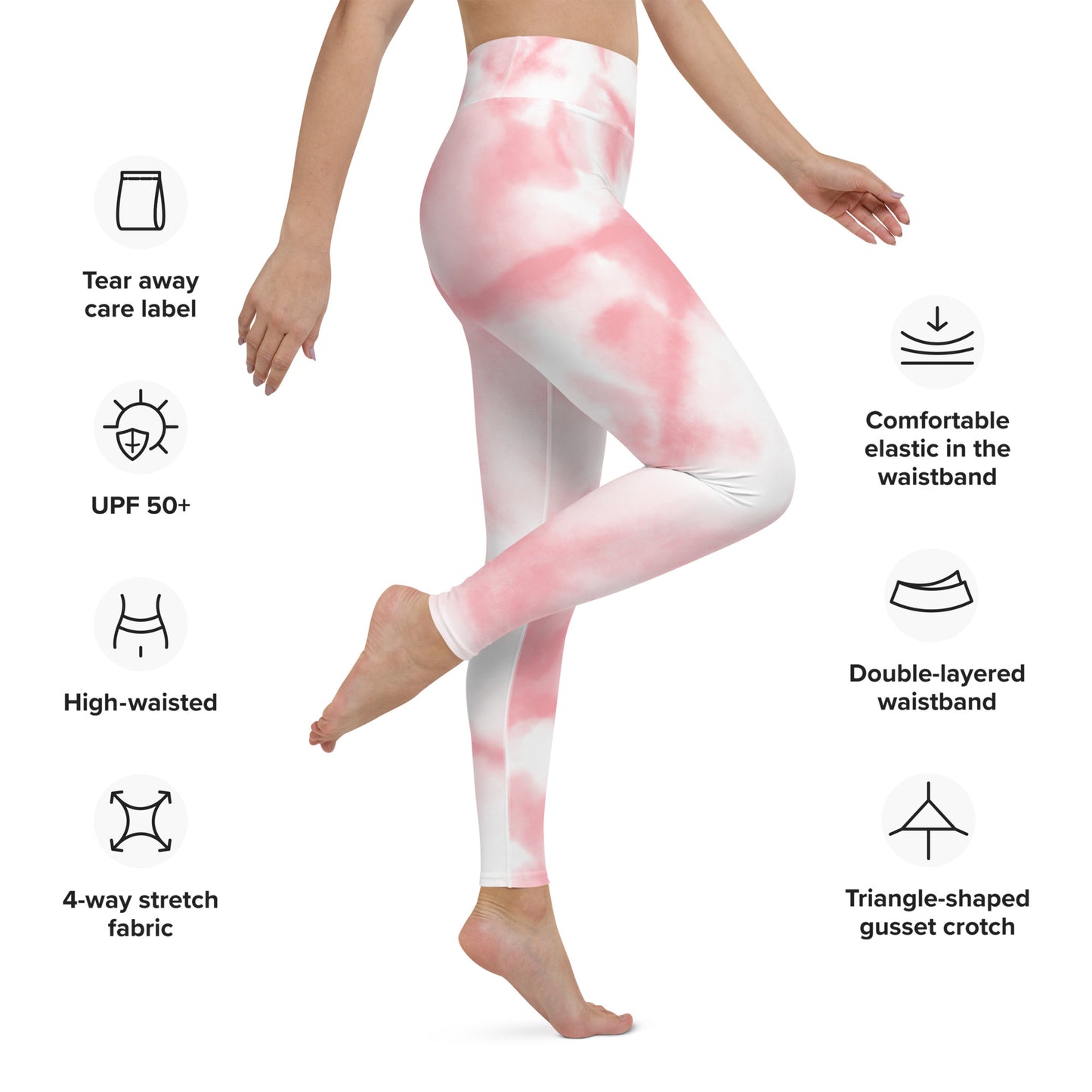 Pink and White Tie-Die Yoga Leggings