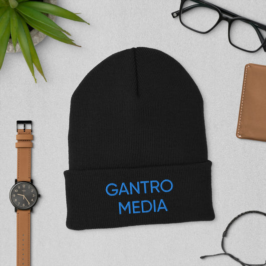 Gantro Media Black and Blue Cuffed Beanie