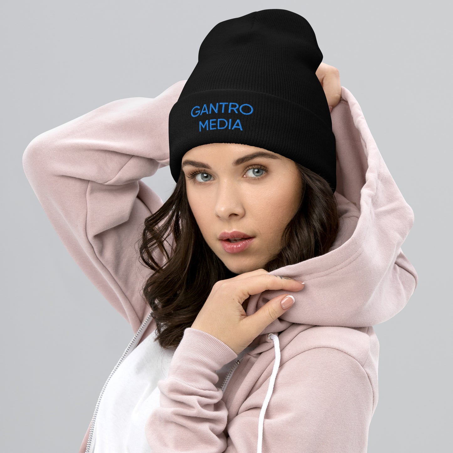 Gantro Media Black and Blue Cuffed Beanie