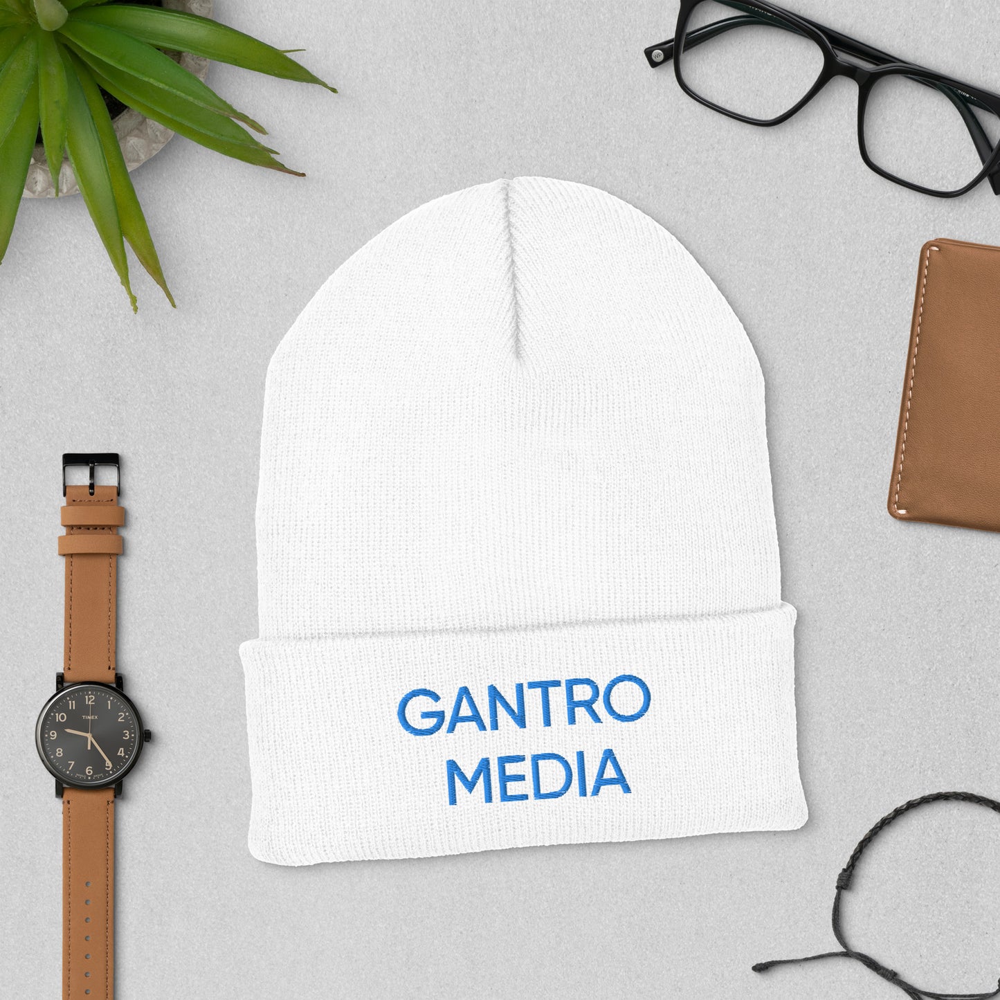 Gantro Media Black and Blue Cuffed Beanie