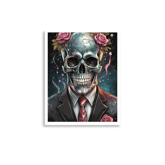 Skull and Flowers Poster Print