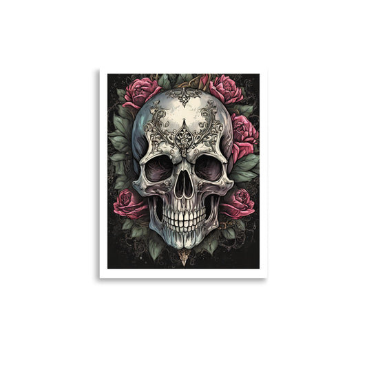 Skull and Roses Poster Print