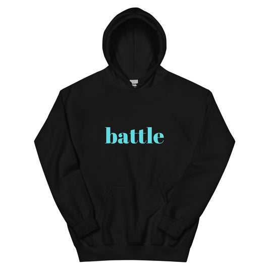 Battle Ice Blue on Black Unisex Hoodie