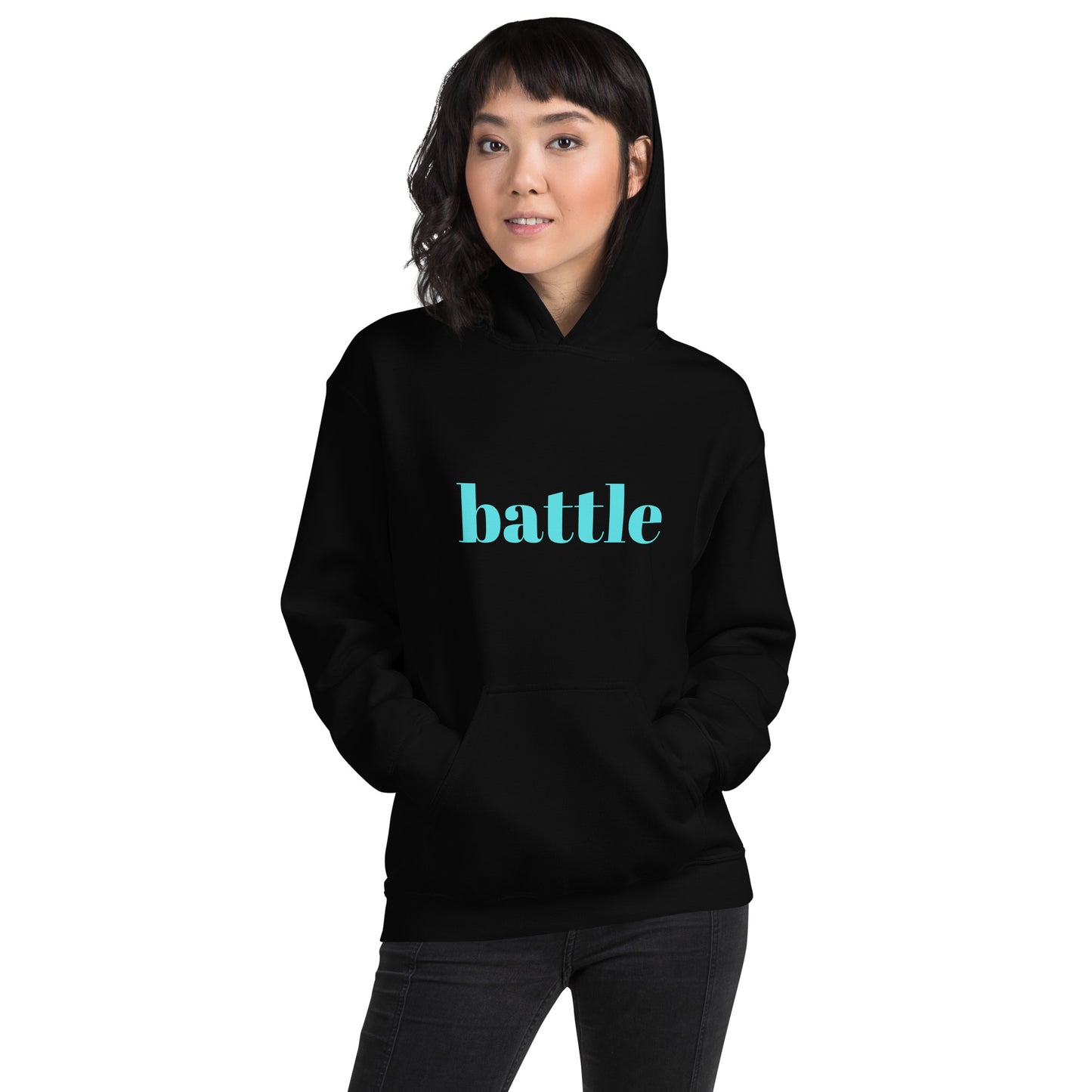 Battle Ice Blue on Black Unisex Hoodie