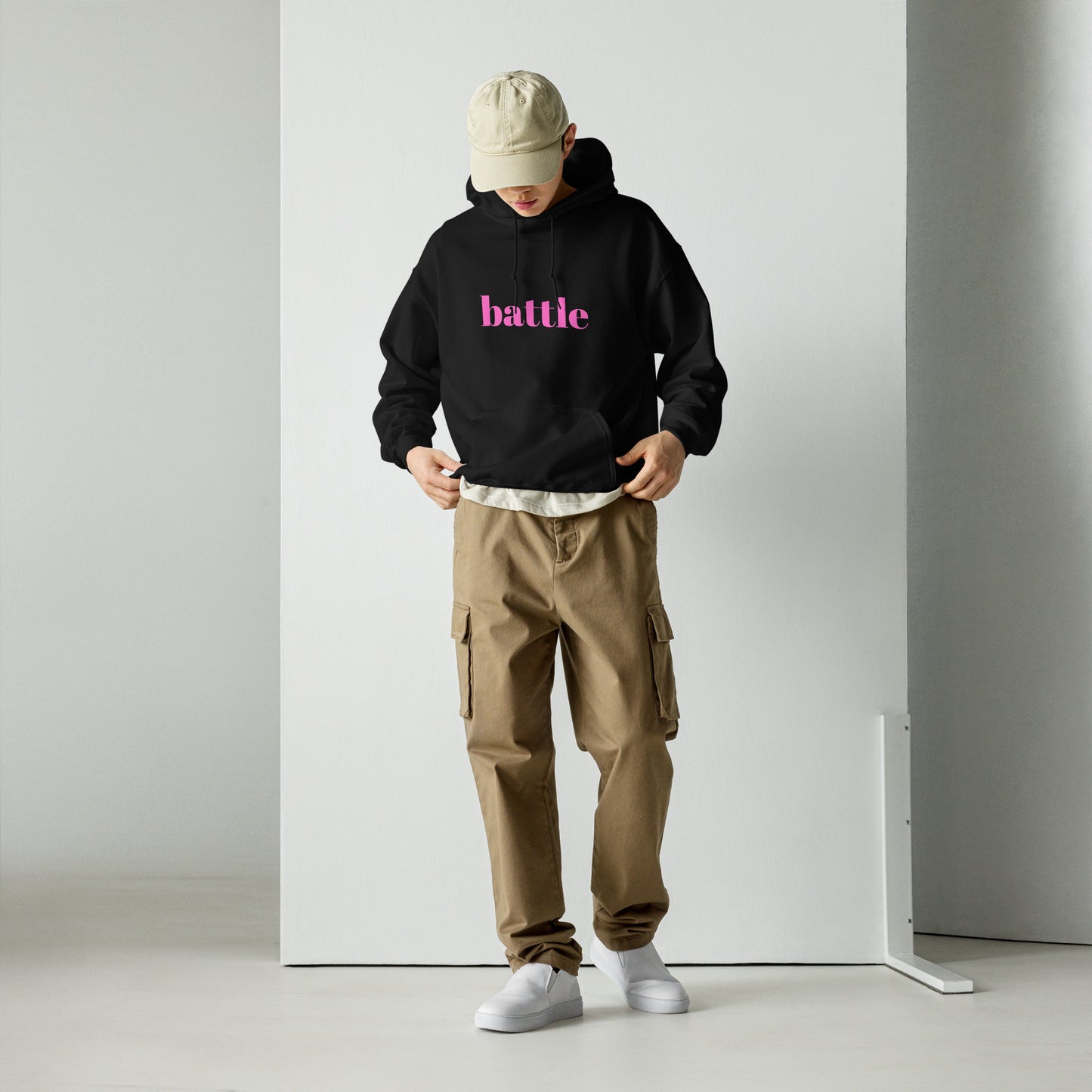 Battle Pink on Black Unisex Hoodie