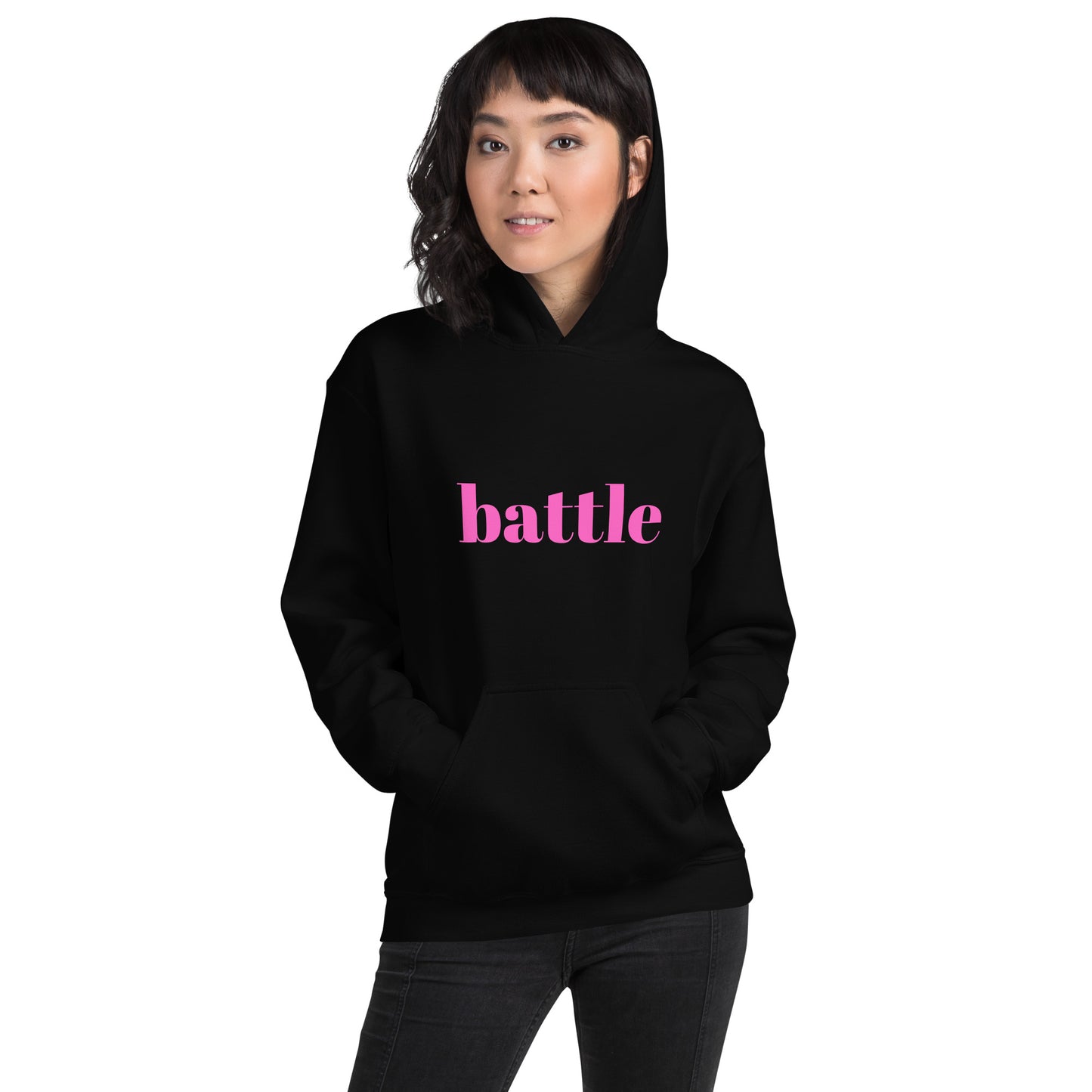 Battle Pink on Black Unisex Hoodie