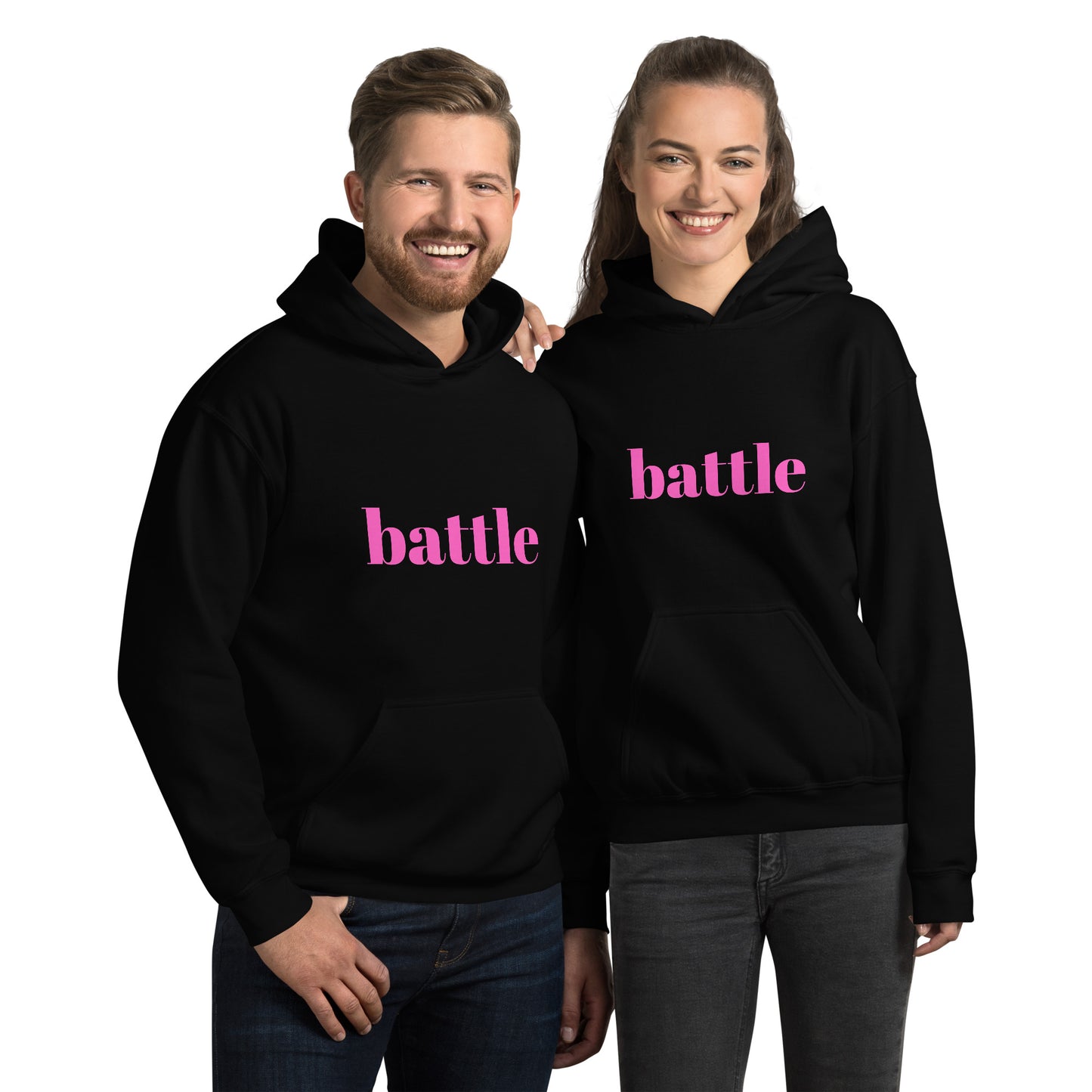 Battle Pink on Black Unisex Hoodie