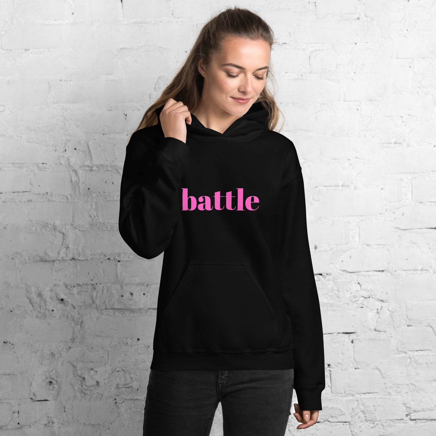 Battle Pink on Black Unisex Hoodie