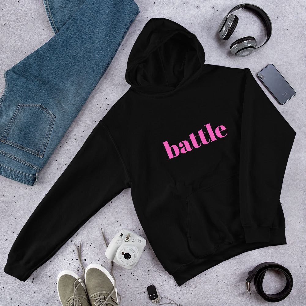 Battle Pink on Black Unisex Hoodie